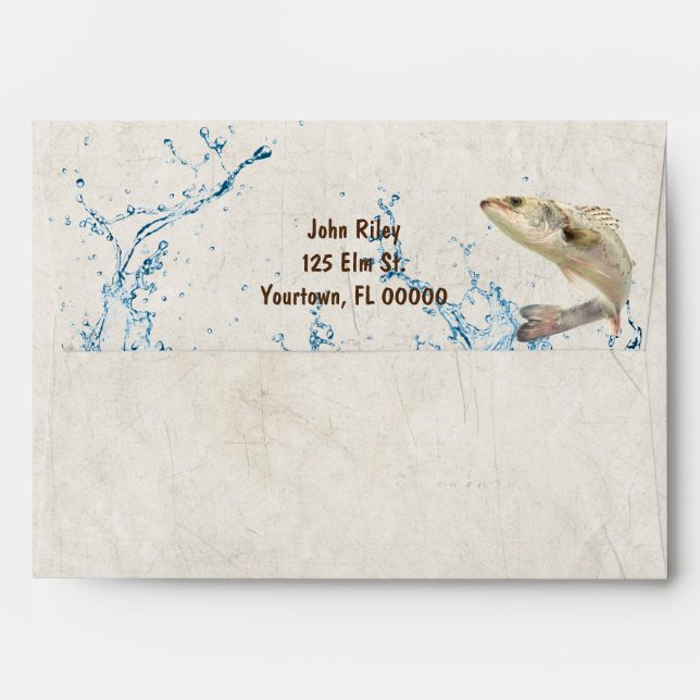 big fish jumping out of water envelope (Back (Top Flap))