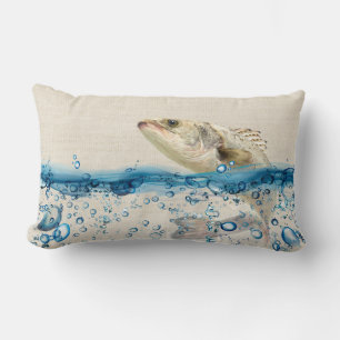 Big Fish Jumping Out of Water Lumbar Pillow