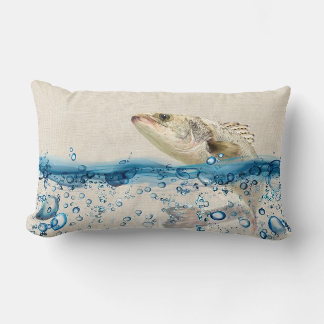 Big Fish Jumping Out of Water Lumbar Pillow (Front)