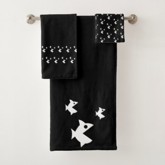 Big fish little fish Black white Bath Towel Set