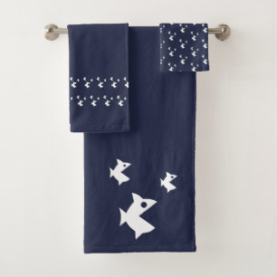 Big fish little fish Ocean Blue Bath Towel Set