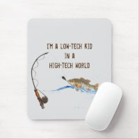 big fish on fishing pole with quote mouse pad