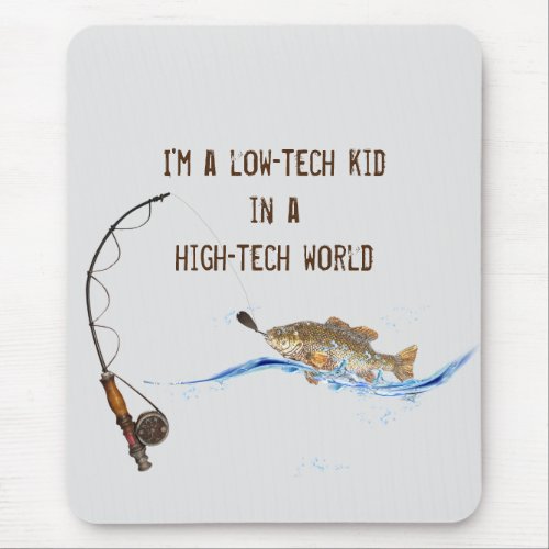 big fish on fishing pole with quote mouse pad