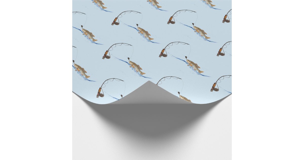 big fish on hook wrapping paper | Zazzle