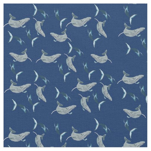 Big Fish, Whales Swimming Fabric