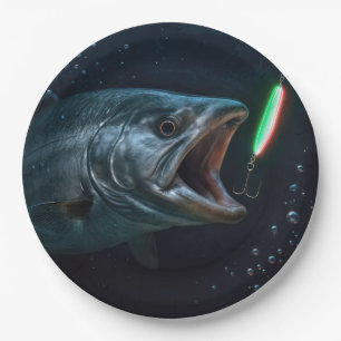 Big Fish with Neon Lure Paper Plates