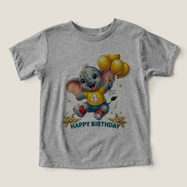 Big Five Celebration: Elephant with Balloons Toddler T-shirt (Design Front)