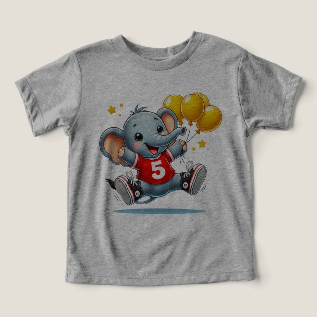 "Big Five Celebration: Elephant with Balloons  Toddler T-shirt (Design Front)