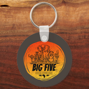 Big Five of Africa Safari Vintage Elephant, Lion Keychain
