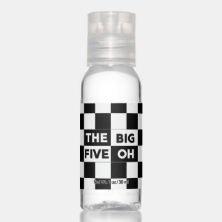 Big Five Oh Black White Checkered 50th Birthday Hand Sanitizer