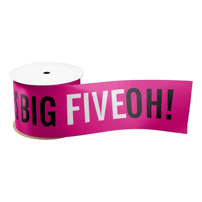 Big Five OH! three photos pink birthday big Satin Ribbon (Spool)