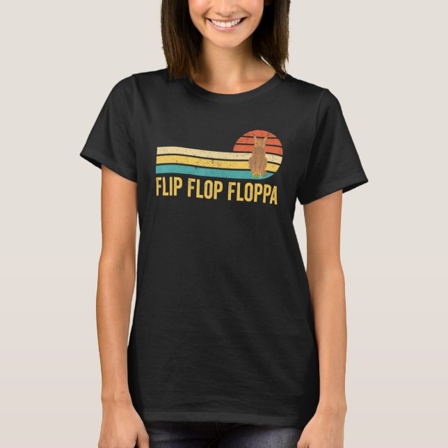 Big Floppa Caracal Cat Meme Retro Flip Flop Floppa T-Shirt (Front)