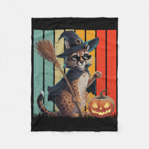Big Floppa Meme Caracal Cat Halloween Fleece Blanket