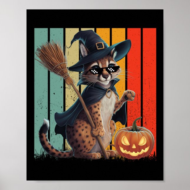 Big Floppa Meme Caracal Cat Halloween  Poster (Front)
