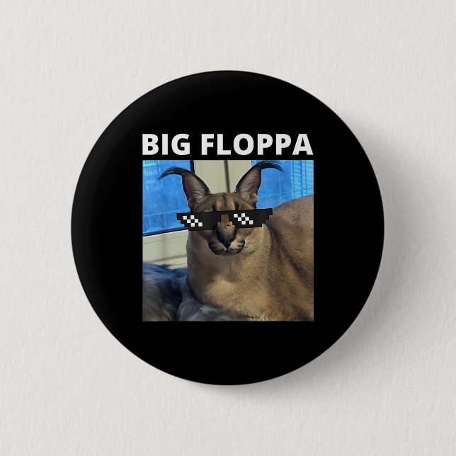 Big Floppa Meme Cat  Button (Front)