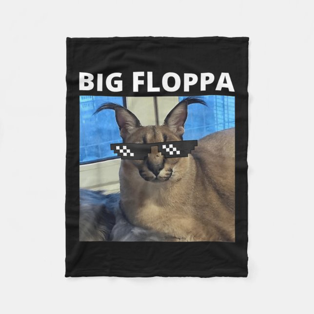 Big Floppa Meme Cat  Fleece Blanket (Front)