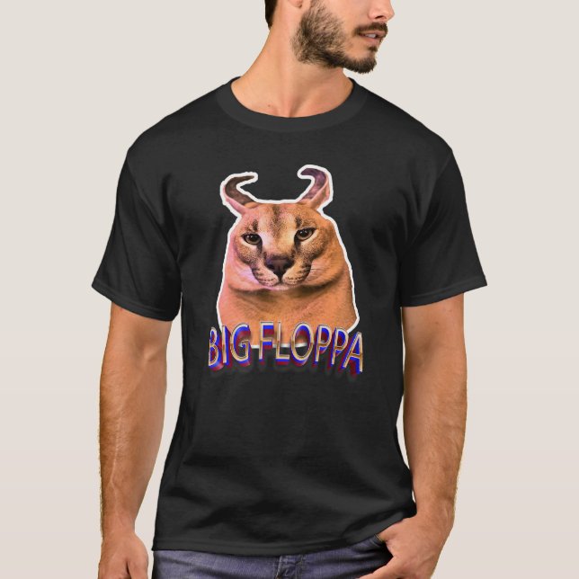 Big Floppa Meme Cat T-Shirt (Front)
