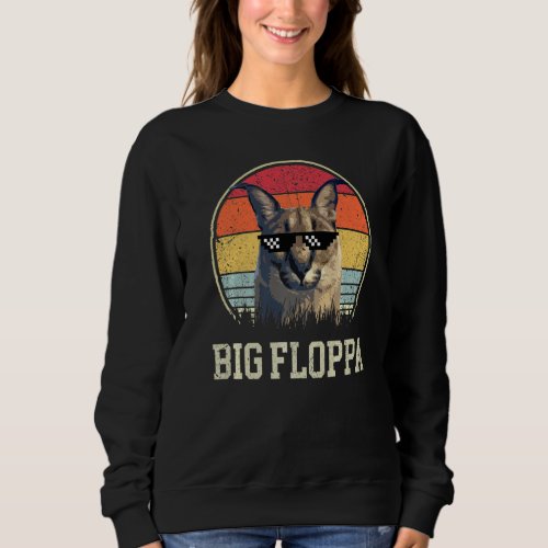 Big Floppa Meme Cute Caracal Cat retro vintage sun Sweatshirt