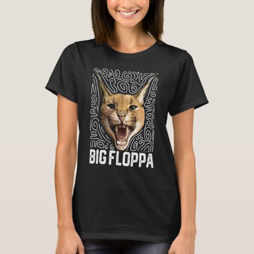Big Floppa Meme Cute Caracal Cat retro vintage T_Shirt