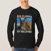 Big Floppa Caracal Cat Meme LOVE t-shirt, Branco : : Moda