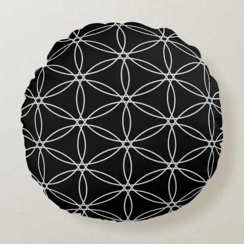 Big Flower of Life Pattern Round Pillow