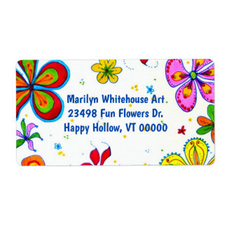 Big Flowers Art Custom Text Label