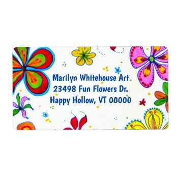 Big Flowers Art Custom Text Label by pamdicar at Zazzle