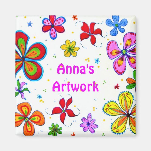 Big Flowers Art Design Magnet (Front)