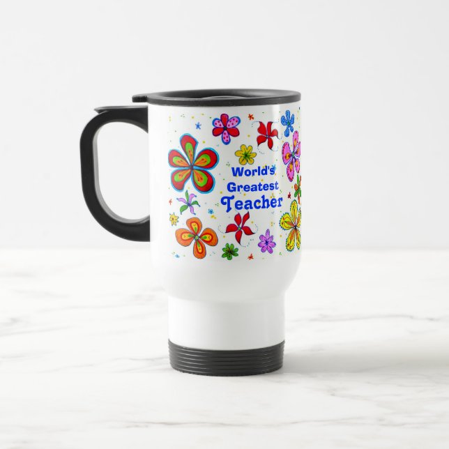 Big Flowers, World's Greatest Teacher Template Mug (Left)