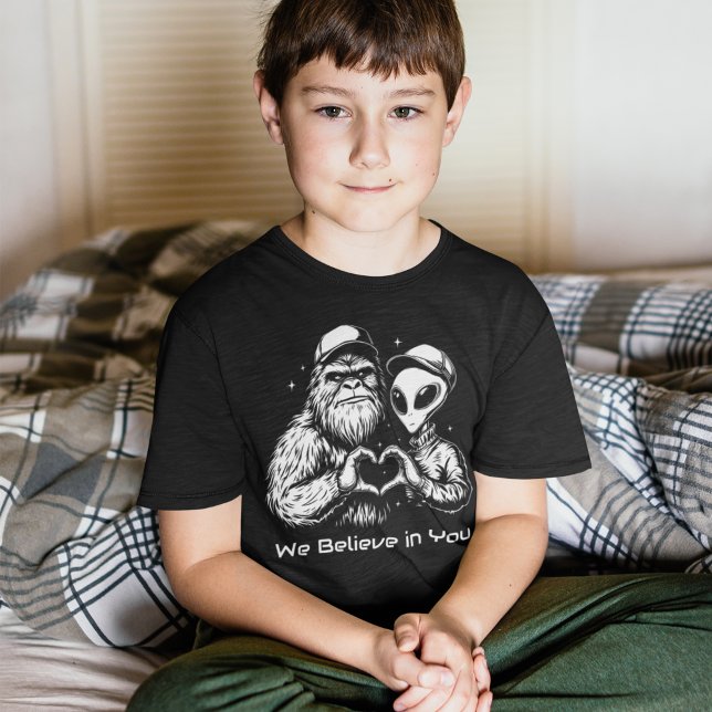 Big Foot and Alien Positive Affirmation Funny T-Shirt (Creator Uploaded)