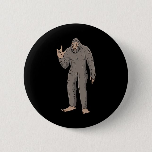 Big Foot Asl Hand Gesture Deaf Hearing Loss Awaren Button (Front)
