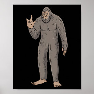 Big Foot Asl Hand Gesture Deaf Hearing Loss Awaren Poster