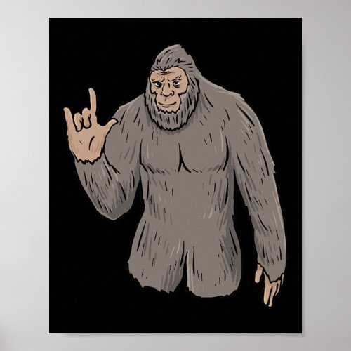 Big Foot Asl Hand Gesture Deaf Hearing Loss Awaren Poster