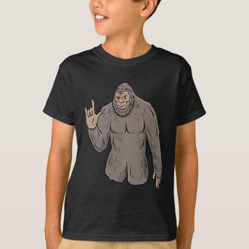 Big Foot Asl Hand Gesture Deaf Hearing Loss Awaren T_Shirt