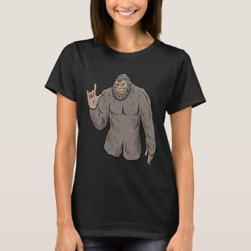 Big Foot Asl Hand Gesture Deaf Hearing Loss Awaren T_Shirt