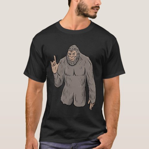 Big Foot Asl Hand Gesture Deaf Hearing Loss Awaren T_Shirt