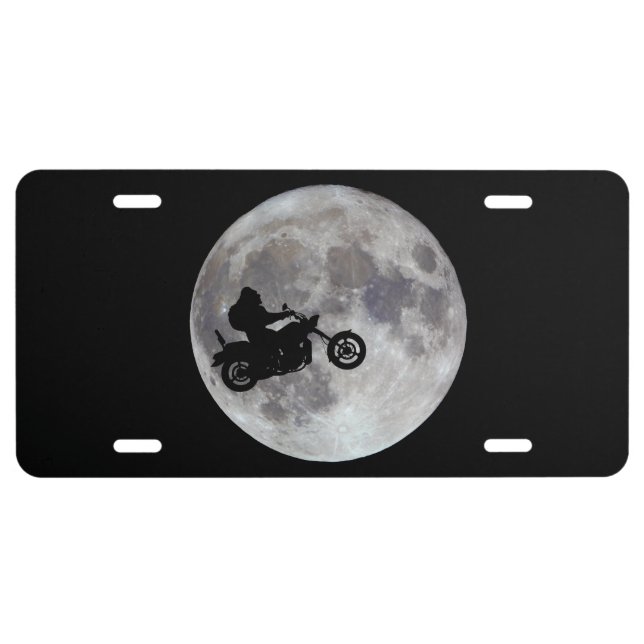 Big foot, big bike and a big bright moon license plate (Front)