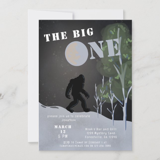Big Foot Big One First Birthday Invitation (Front)