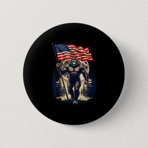 Big foot bigfoot sasquatch american flag patriotic button
