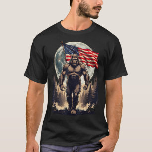 Big foot bigfoot sasquatch american flag patriotic T-Shirt