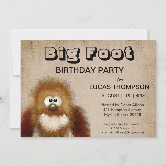 Big Foot  Birthday Party Invitation (Front)