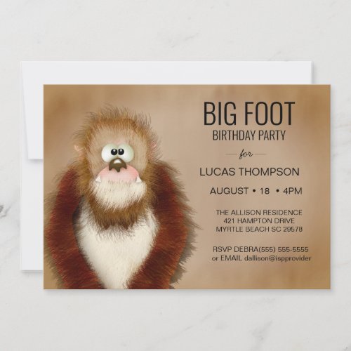 Big Foot/ Sasquatch Birthday Party Invitation