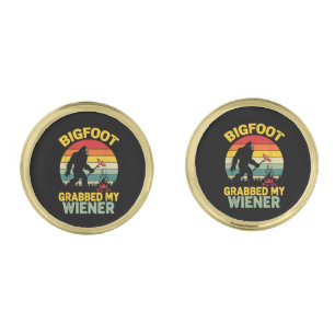 Big Foot Grabbed My Wiener Funny Sasquatch Cufflinks