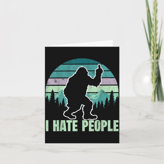 Big Foot I Hate People Middle Finger Sasquatch Ret Card (Front)