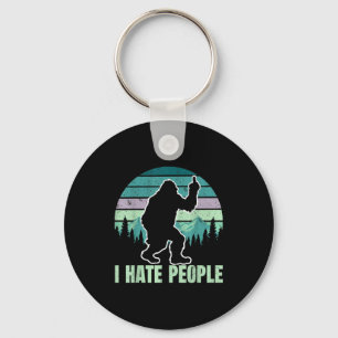 Big Foot I Hate People Middle Finger Sasquatch Ret Keychain