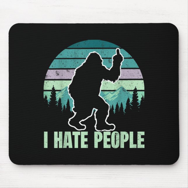 Big Foot I Hate People Middle Finger Sasquatch Ret Mouse Pad (Front)