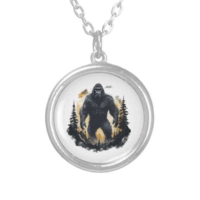 Big Foot In The Forrest Silver Plated Necklace (Front)