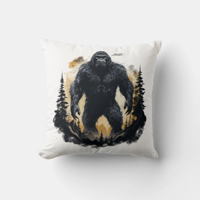 Big Foot In The Forrest  Throw Pillow (Front)