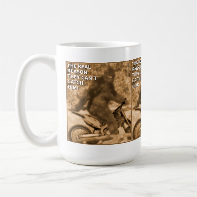 Big Foot Motocross Sasquatch Dirt Bike Funny Mug (Left)
