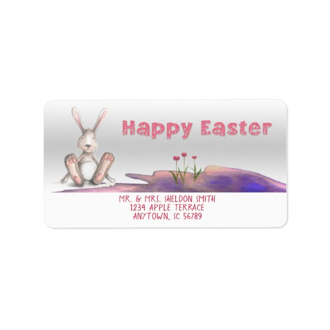 Big Foot Rabbit Happy Easter Label (Front)